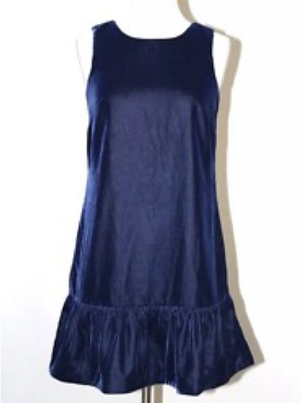 J.Crew Sleeveless Navy Ruffle-Hem Dress in Ink Blue